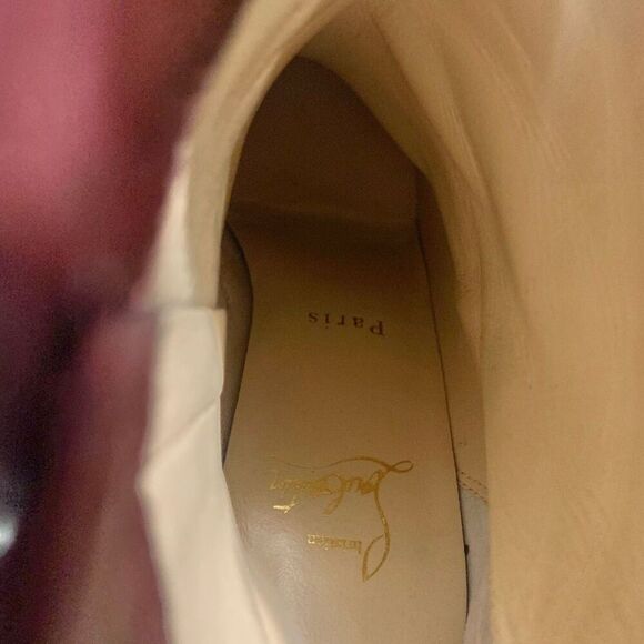 Christian Louboutin Bianca Bootie 120 EU 38.5 US 8.5 Burgundy Suede Platform - Picture 8 of 10